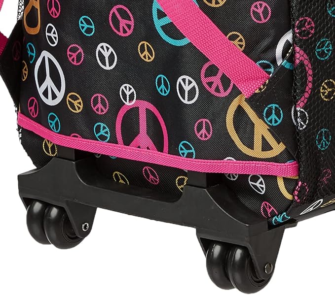 Rockland Double Handle 17" Rolling Backpack, Peace