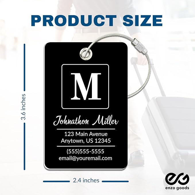 Personalized Luggage Tag | 2 Pack | Custom Luggage Tags for Suitcases | Kids Backpack Tag | 10 Color Options & Choose Font, Font Color