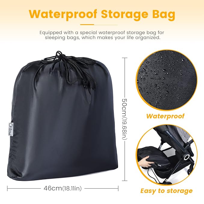 Orzbow Stroller Footmuff Universal - Weather-Proof Bunting Bag for Toddler, Warm Fleece Sleeping Bag for Cold Weather, Easily Attaches to Most Strollers, Baby Boys Girls Winter Essentials, Grey