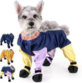 Waterproof Dog Boots Rain Boots with Suspender, Dogs Shoes Paw Protector for Small Medium Puppy, Anti-Slip Doggy Boot Belly Protector, Rain Booties Snow Booties (Large, Multicolore)