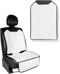 Owleys Kick Mat Back Seat Protector - Car Back Seat Cover for Kids Feet - Waterproof & Sturdy Protector for Upholstery from Dirt, Mud, Scratches and Stain (White Set)