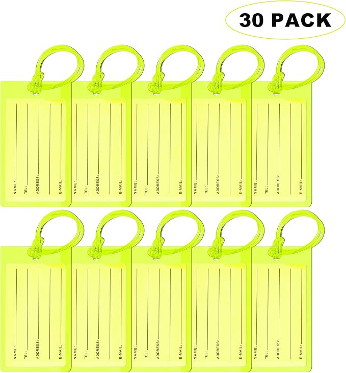 30 Pack Luggage Tags for Suitcases, Airplane Travel Essentials for Flying, International Travel Must Haves, and Luggage Accessories by Sodsay