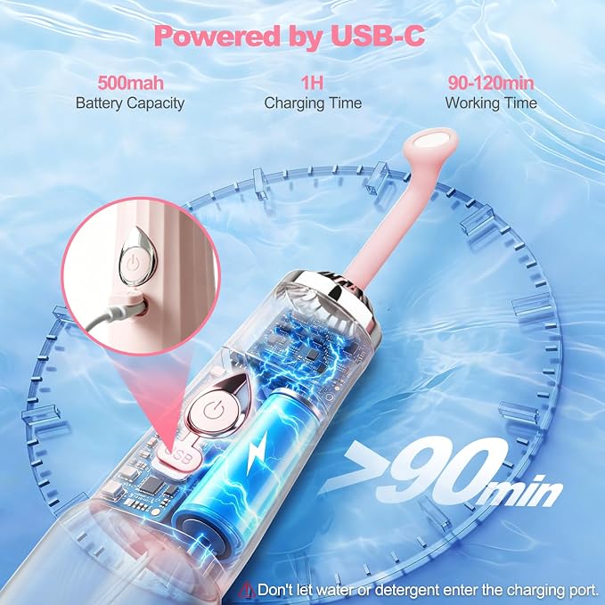 Portable Bidet for Travel - Rechargeable Handheld Electric Bidet | Adjustable Interchangeable Nozzle, 4 Spray Modes & IPX7 Waterproof, Perfect for Home Travel Postpartum Personal Hygiene