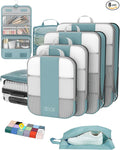 8 Set Compression Packing Cubes for Travel Essentials,Compressible Expandable Packing Cubes for Suitcase,OlarHike Luggage Garment Bags for Travel,Handy Helper for Organizing Clothes(Blue Gray)