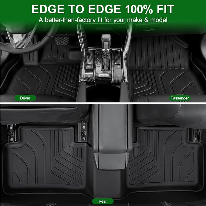 Floor Mats for 2016-2021 Honda Civic Sedan/Coupe/Type R/Insight, 2017-2021 Hatchback, TPE All Weather Durable Floor Liners Door Sill Guards for Honda Civic