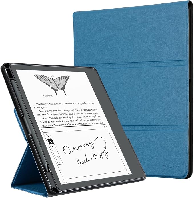 CoBak Stand Case for Kindle Scribe - Premium Folio Leather Cover with Pen Holder, Auto Sleep/Wake - Compatible with 10.2 Inch Kindle Scribe (2022/2024 Release)