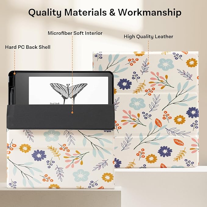 CoBak Stand Case for E-Reader case - Premium Folio Leather Cover with Pen Holder, Auto Sleep/Wake - Compatible with 10.2 Inch(2022/2024 Release)