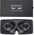 DROWSY Eyelash Protecting Silk Sleep Mask for Natural Lashes & Extensions. Deep Eye Cups, Zero Pressure, Total Blackout, Full Wraparound (Moonlight Shadow)