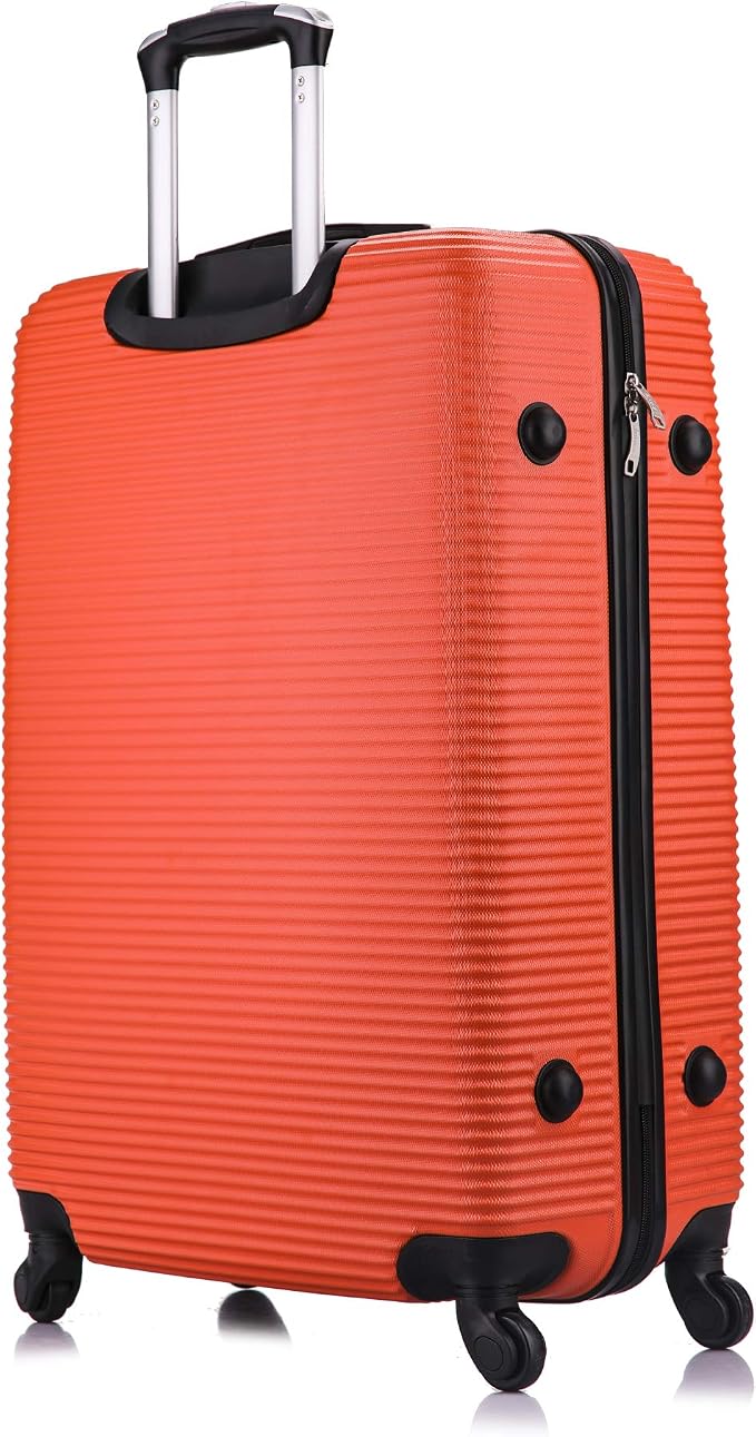 InUSA ROYAL Hardside Luggage Set with Spinner Wheel | Spacious Travel Suitcases with Ergonomic GEL Handle and Studs | (20/24/28) 3 Piece Luggage Set | Orange