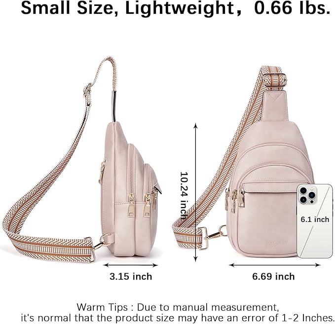 BOSTANTEN Sling Bag for Women Leather Crossbody Bags Fanny Pack Chest Bag for Travel