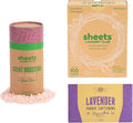 Sheets Laundry Club Bundle - 4 Pack Fresh Linen Detergent Sheets, 3 Pack Lavender Dryer Sheets & 4 Pack Sea Breeze Scent Booster - New Liquidless Technology