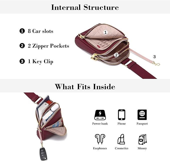 INICAT RFID Blocking Sling Bag, Anti Theft Crossbody Bag for Women Compact Travel Purses Vegan Leather