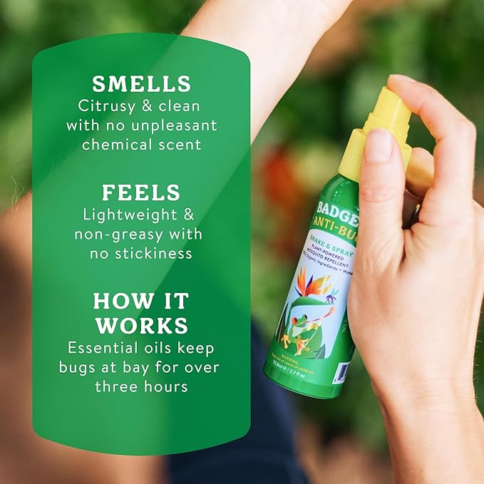 Badger Bug Repellent, Easy to Use Travel Stick, DEET-Free Mosquito Repellent & Insect Protection, Certified Organic Essential Oil Balm