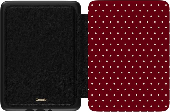 Casely Kindle Case | On the Dot | Maroon Polka Dot | Compatible with 7” Kindle Colorsoft and 7” Kindle Paperwhite (12th Gen)
