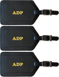 Personalized Monogrammed Leather Luggage Tags - 3 Pack