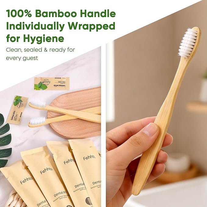 Personal Hygiene Kit Bulk 25 Sets, Travel Size Toiletry Kit for Guests, with Bamboo Toothbrush, Toothpaste and Vanity Kit for Women, Men, Travel and Homeless Care Packages