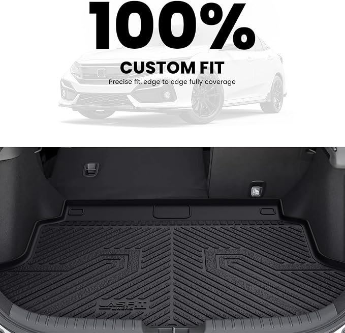 LASFIT Trunk Mat for Honda Civic Hatchback Sport 2017-2021, All Weather TPE Custom Fit Trunk Liner Trunk Tray Cargo Mat Cargo Liner Cargo Tray