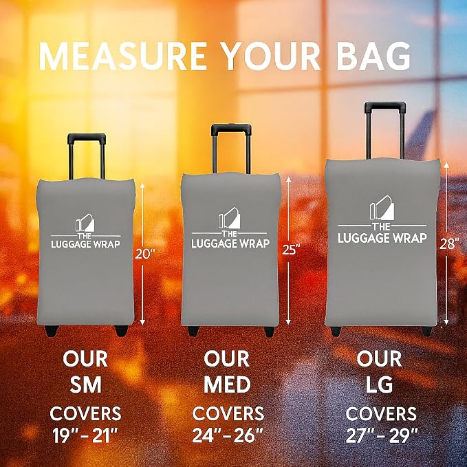 Small Graceful Gray Water-Resistant Luggage Covers for Suitcase TSA Approved for 19"-21" - Durable Patented Design Suitcase Covers for Luggage, Fundas para Maletas, Travel Accessories