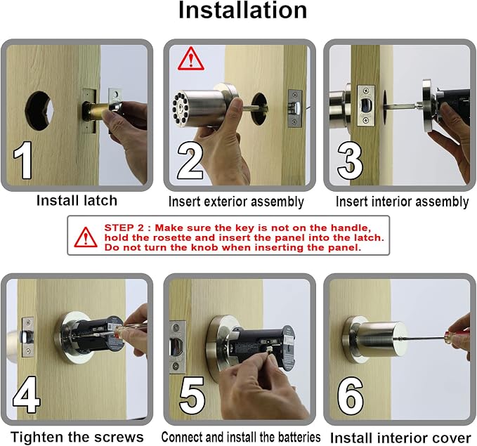 BOTHSTAR Keypad Door Knob with Key,Keyless Entry Door Lock, Code Locks Door Knob, Auto Lock,50 User Code, for Home,Office,Hotel,Bedroom,Garage,Not Deadbolt