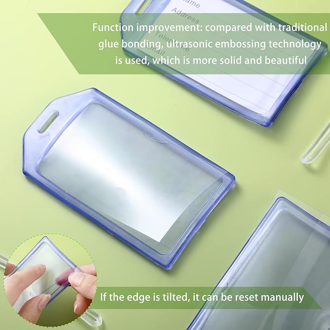 40 Pack Clear Cruise Luggage Tags with Loops Heavy Duty PVC Tag Suitcases Identification ID Card with Business Card Insert