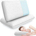 CushyOasis Memory Foam Pillows for Side, Back and Stomach Sleepers, Set of 2, Bed Pillow with Washable Cover and Breathable Mesh, Bed Pillow for Sleeping (Light Grey，Standard Size)