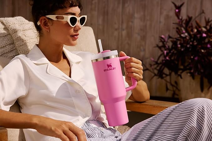 STANLEY Quencher H2.0 Tumbler with Handle and Straw 40 oz | Flowstate 3-Position Lid | Cup Holder Compatible for Travel | Insulated Stainless Steel Cup | BPA-Free | Champagne