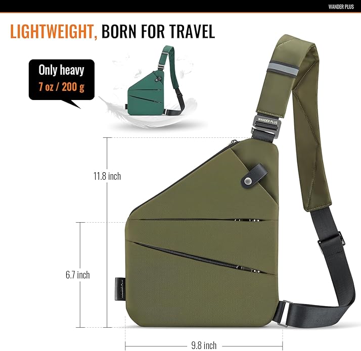 WANDER PLUS® Anti Theft Crossbody Travel Bag for Women Men, Multi-Pocket Crossbody Bag, Slim Sling Bag
