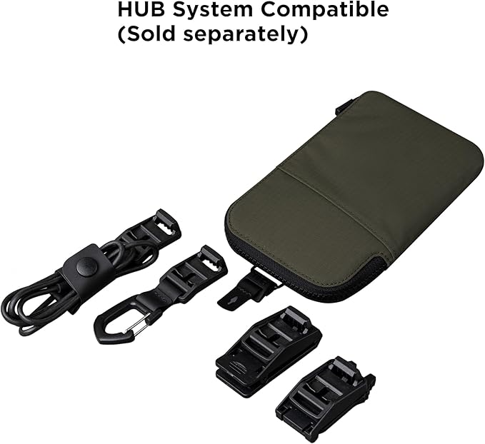 ALPAKA Zip Travel Wallet Green Axoflux 210D - RFID Passport Holder - Self Locking Zipper - Tear Resistant Material - Four Pockets and Two Card Slots - HUB Accessories Compatible