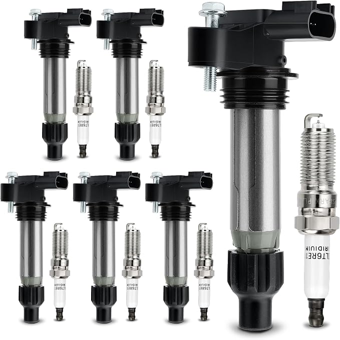 UF569 Ignition Coil &12622561 Double Iridium Spark Plug For Buick Allure Enclave LaCrosse/Cadillac ATS XTS CTS SRX STS/Chevy Impala Malibu Equinox Traverse/GMC Canyon Acadia Terrain/Saturn/Suzuki