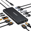 Laptop Docking Station Dual Monitor, 15 in 1 Docking Station 3 Monitors | ABIWAZY USB C Hub to Dual 4K@60Hz HDMI, DP 8K, 100W PD, USB-C to Ethernet and SD/Micro SD, 6 USB A/C Ports, Screen Button