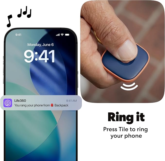 Tile by Life360 Mate Bluetooth Tracker, Keys Finder and Item Locator for Keys, Bags and More. Phone Finder. Both iOS and Android Compatible. 1-Pack (Navy Blaze)