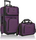 U.S. Traveler Rio Lightweight Softside Rolling Carry-on Suitcase, 2-Wheel Set, Purple
