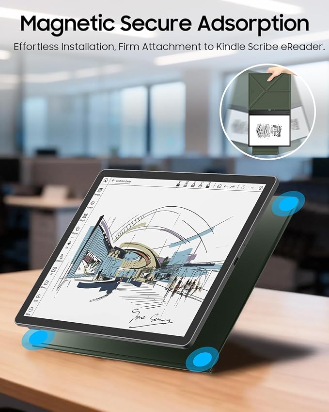 Fintie Case for 11" Kindle Scribe 2025 (3rd Gen) and Kindle Scribe Colorsoft 2025 (1st Gen), Slim Lightweight Multi-Viewing Angles Stand Detachable Magnetic Cover with Pen Buckle, Alpine Green