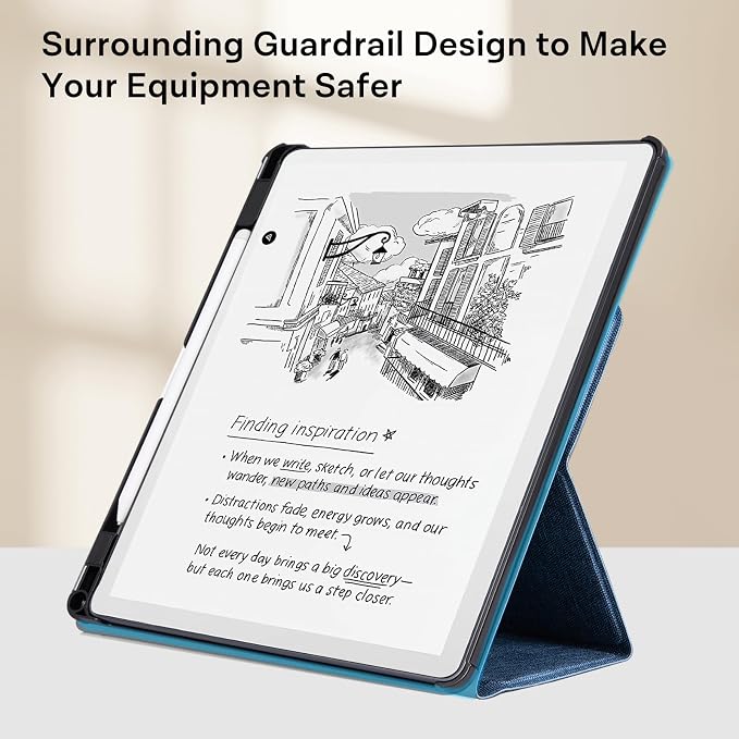 CoBak Case for 11" Kindle Scribe 3rd Generation 2025, Kindle Scribe Colorsoft with Two Viewing Angles - All New PU Leather Cover with Auto Sleep Wake, Pen Holder. Sandy Beige