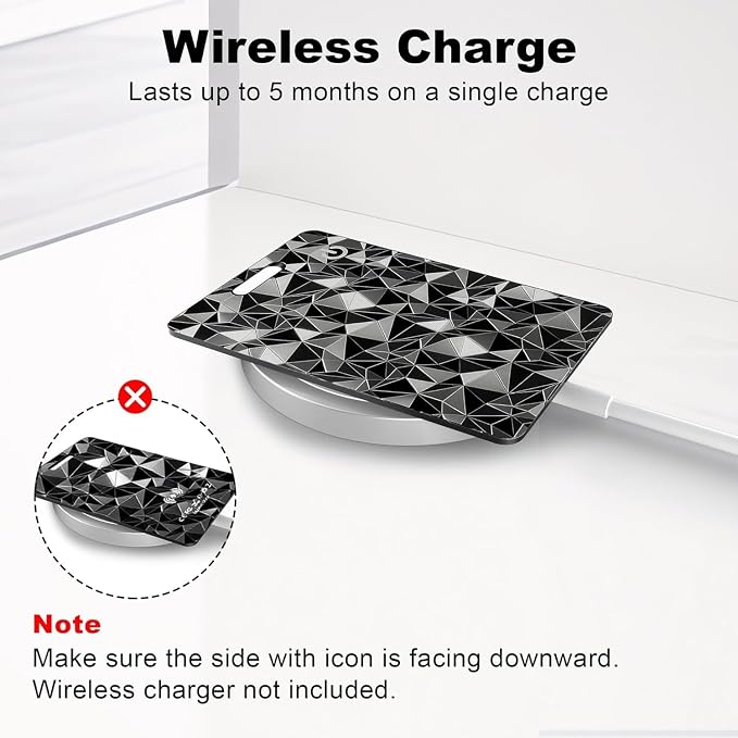 Wallet Tracker Card for Apple Find My (iOS Only), Ultra-Thin Bluetooth Tracker Smart Card Wallet Finder, IP68 Waterproof Slim Item Locator for Wallets, Keys, Passport & Luggage Tags (Diamond Black)