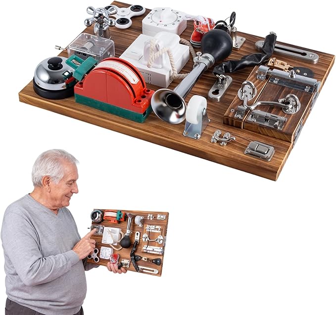 Fidget Busy Board for Adults with Dementia, Engaging Alzheimers Activities & Tactile Stimulation, Dementia Activities for Seniors, Thoughtful Gift for People with Alzheimer's (Outlet Version)