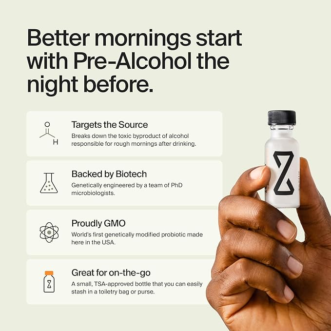 ZBiotics — Feel Better After Drinking, Wake Up Refreshed, Science-Backed, Patented Probiotic for Easier Mornings, Travel-Friendly, 100-Pack of 0.47 Fl Oz Bottles (50 Pack)