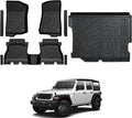 Floor Mats for Jeep Wrangler JL Gas 2018-2025 2026, All Weather Floor Mats Trunk Cargo Liner and Door Sill Guards Accessories (Fit 4-Door Unlimitied)