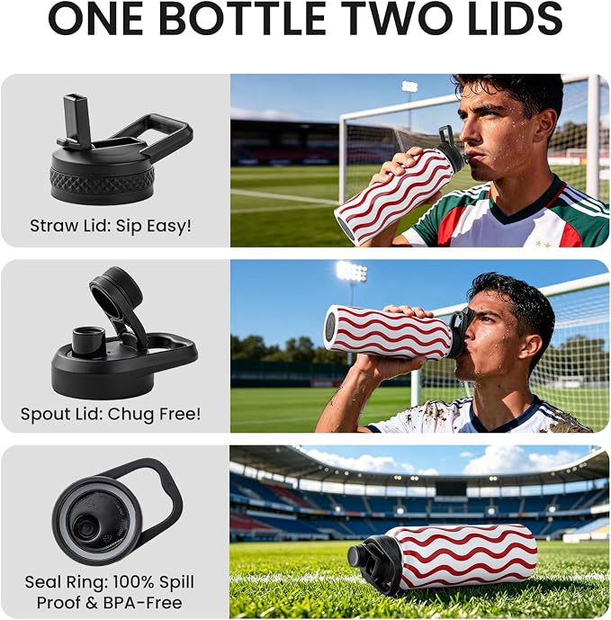 RAYMYLO 2026 Soccer Biggest Event Edition Insulated Water Bottle 40 oz, Nation Flag Design, Best Souvenir & Gift for World Soccer Lover, Vacuum Stainless Steel (Cold for 36Hrs), Leak Proof & Non-BPA