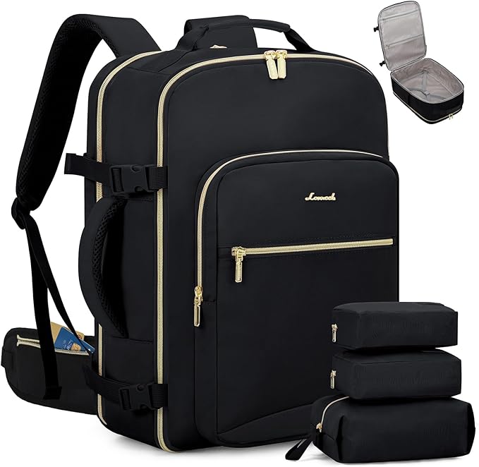LOVEVOOK 40L Travel Backpack with Waist Strap,Flight Approved Carry on Backpack,Waterproof Personal Item Travel Bag,TSA Carry on Luggage Suitcase Travel Essentials,Gifts for Women & Men,fit 17" Laptop