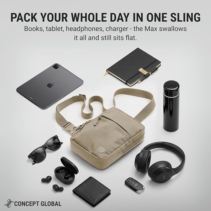 Travel Sling Bag for Men & Women - Small Water Resistant Crossbody Multipocket Chest Bag with Anti-Theft