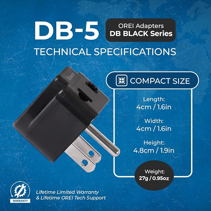 OREI USA, Canada Adapter Plug, Europe, UK, China to US American Adaptor - Grounded - Type B - Universal Socket - EU to US - 4 Pack