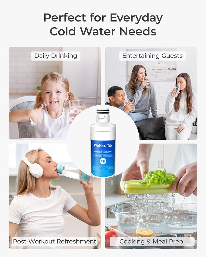 Waterdrop LT1000PC ADQ747935 MDJ64844601 NSF Certified Refrigerator Water Filter, Replacement for LG® LT1000P®, ADQ74793501, ADQ74793502, 46-9980, 9980, LFXC24796S, LSFXC2496D