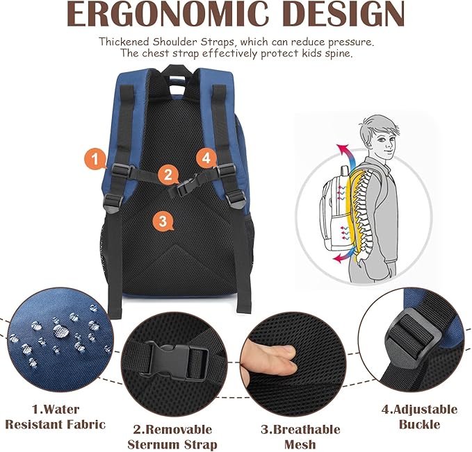 Kids Tactical Backpack Army Molle Bookbag Military Boys Backpack for School, Outdoor, Camping, Blue