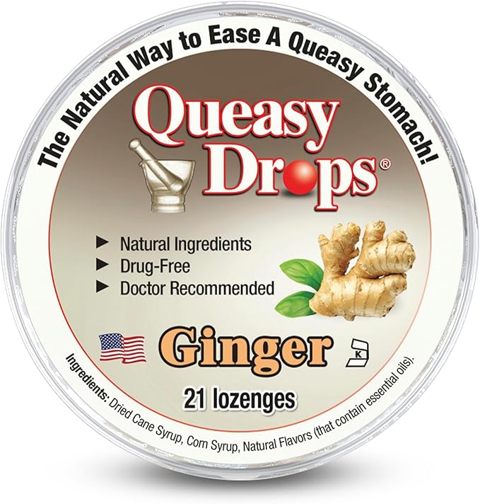 Three Lollies Queasy Pops All Natural Ginger, 21 Lozenges