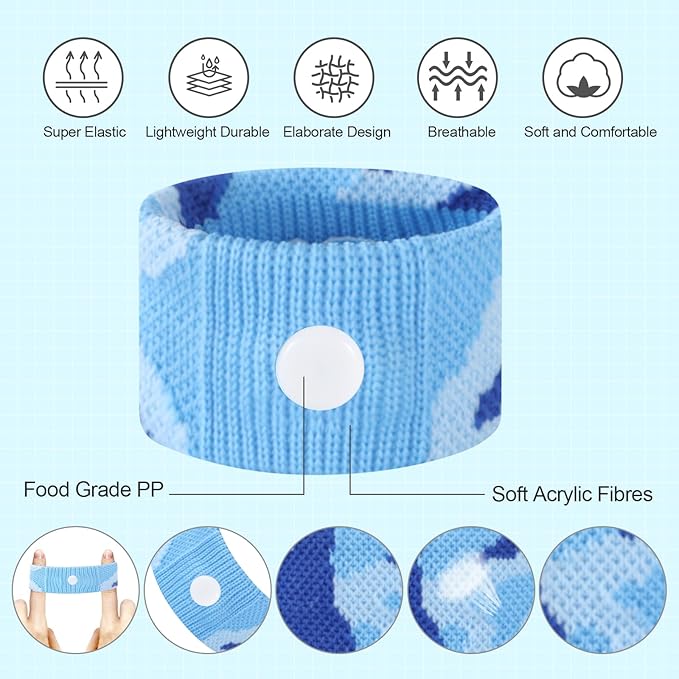 Cruise Travel Essentials Soft Cotton Wristband for Car Sea Wristbands for Kids (2 Pairs Camo Purple)…
