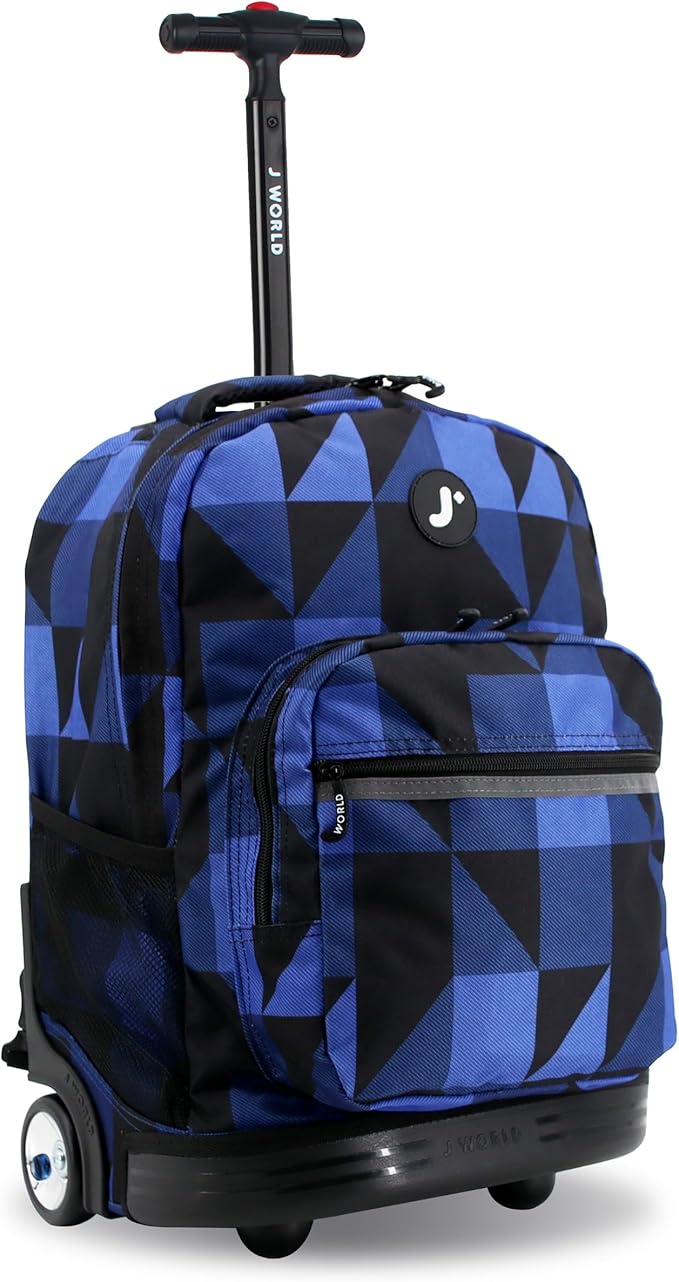 J World New York Sunrise Rolling Backpack, Block Navy, One Size