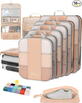 10 Set Compression Packing Cubes for Travel Essentials,Compressible Expandable Packing Cubes for Suitcase,OlarHike Luggage Garment Bags for Travel,Handy Helper for Organizing Clothes(Gold)