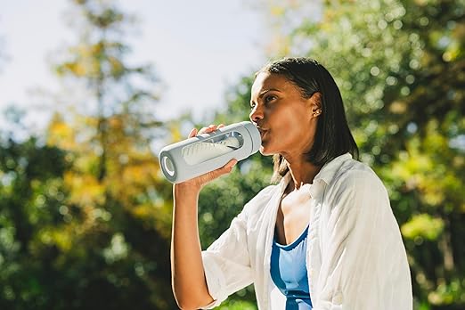 LifeStraw Go — Glass Water Filter Bottle Made from Hand-Blown Glass with Silicone Sleeve for Hydration at Home or on-the-go, 20 oz, Icelandic Blue