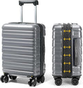 Lekesky 18 Inch Expandable Carry On Luggage Airline Approved, Hard Shell Suitcase with TSA Lock, Lightweight Spinner Wheels for Travel Weekend Trips Men Women, Grey